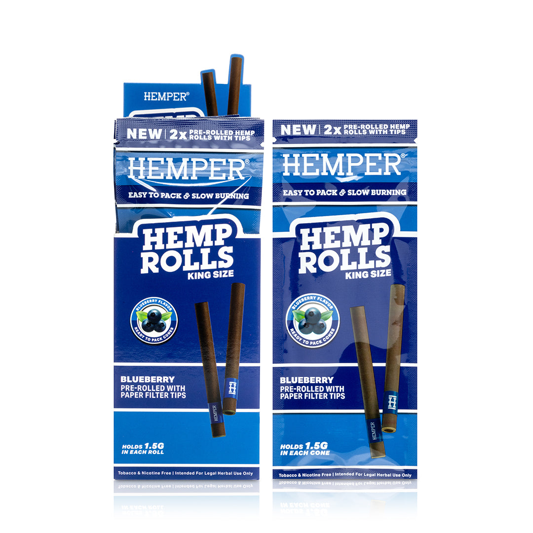 Pre-Rolled King Size Paper Tip Hemp Rolls | 2PK Display