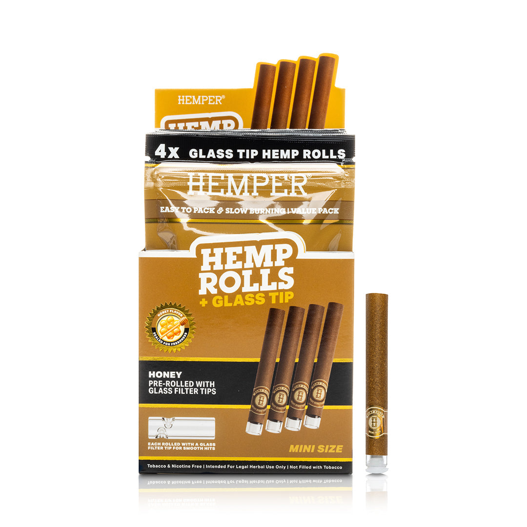 Pre-Rolled Mini Size Glass Tipped Hemp Rolls | 4PK