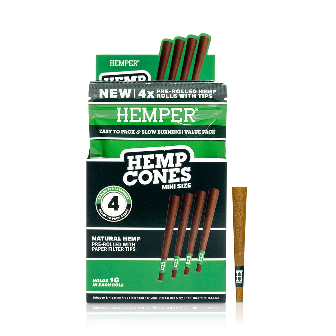 Pre-Rolled Mini Size Paper Tip Hemp Cones | 4PK