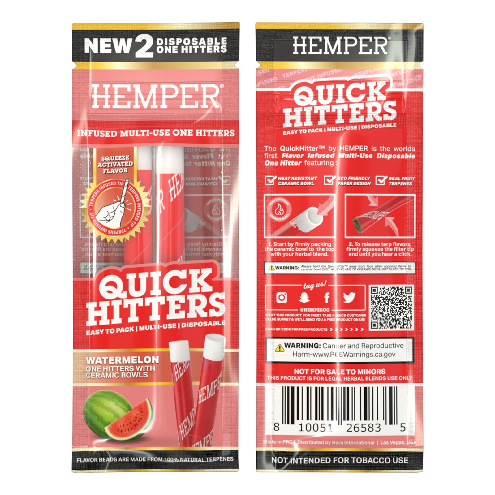 Quick Hitters Watermelon - Flavored One Hitter 2 Pack