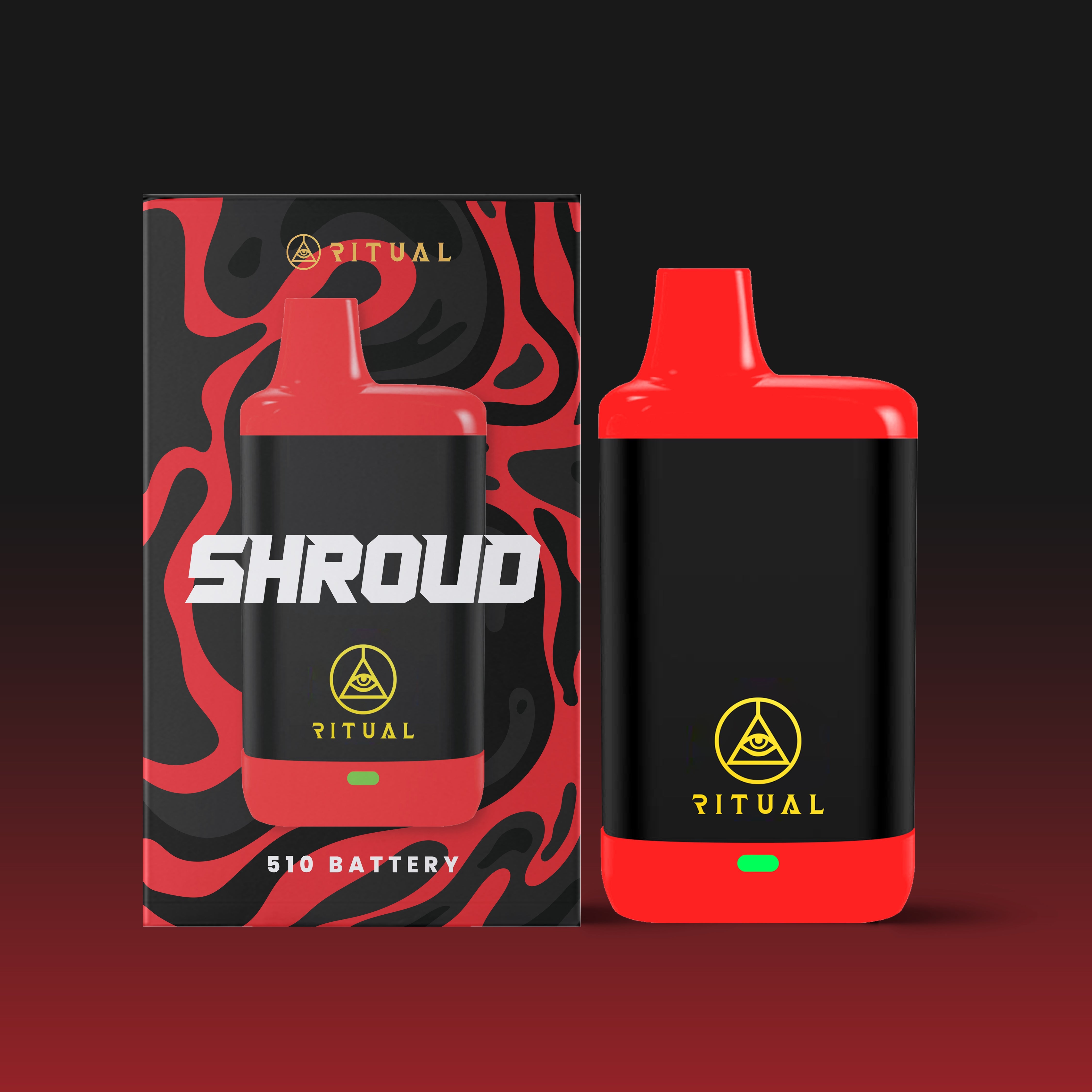 Ritual - Shroud 510 Thread Vape Battery - Red & Black