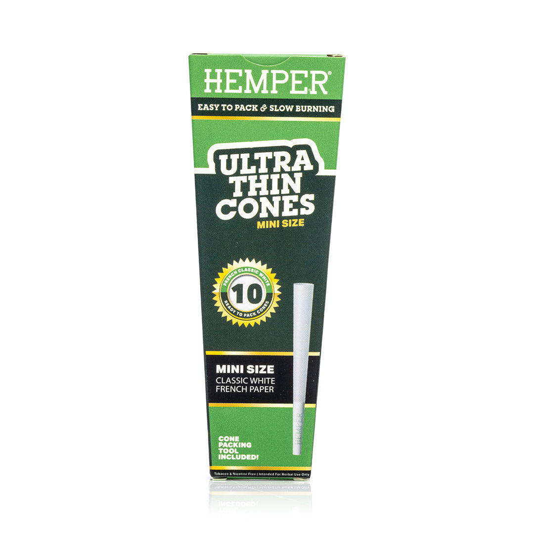 Ultra Thin Pre-Rolled Cones French White Paper - 10 Pack - Mini Size