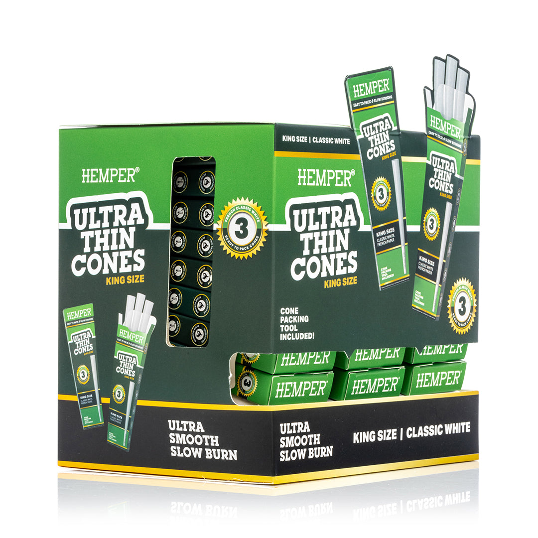 Ultra Thin Pre-Rolled Cones French White Paper - 3 Pack - King Size