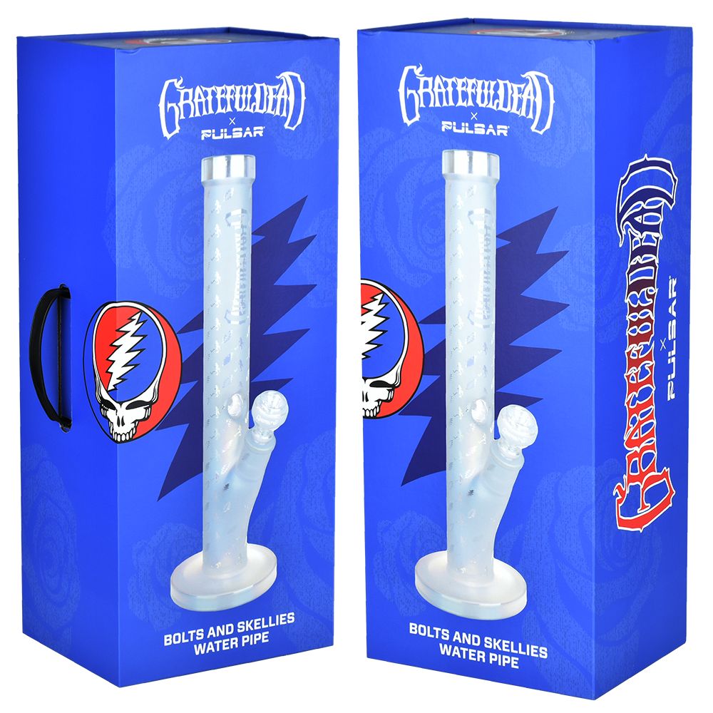 Grateful Dead x Pulsar Bolts And Skellies Straight Tube Bong-15.5"/14mm F