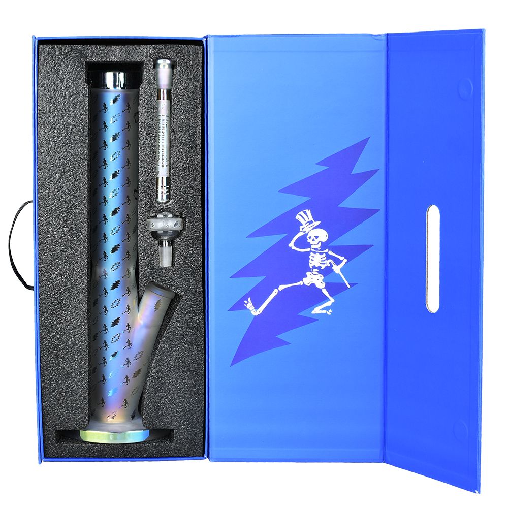 Grateful Dead x Pulsar Bolts And Skellies Straight Tube Bong-15.5"/14mm F